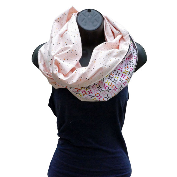 Salmon scarf with polka dot pattern