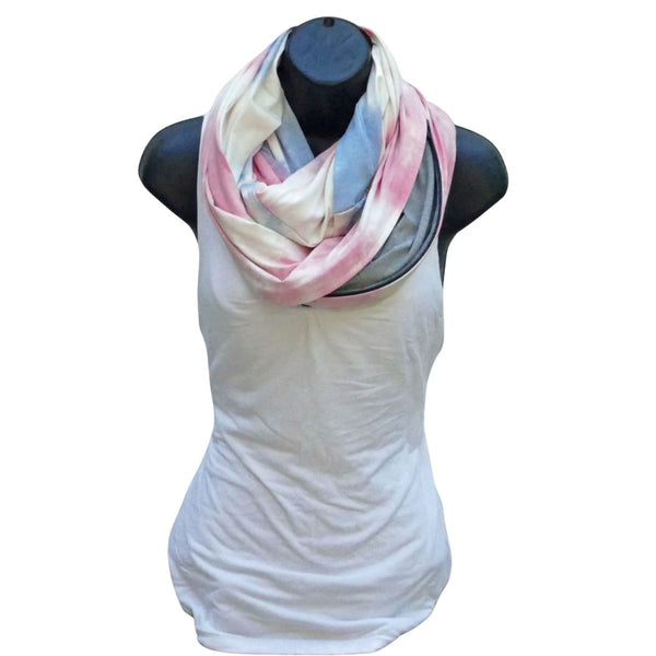 Pink and blue tie dye bamboo scarf