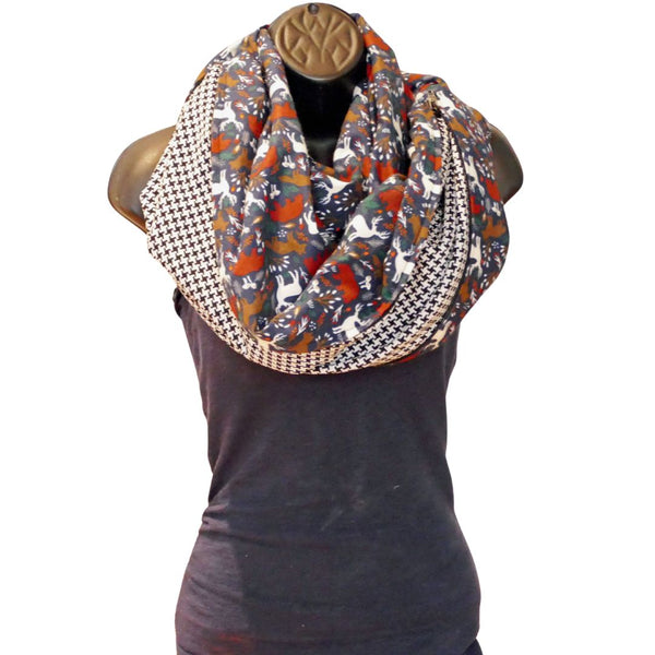 Winter flannel scarf with animal patterns for women