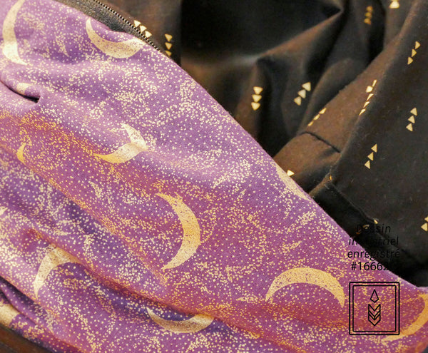 Black infinity scarf with golden arrow patterns