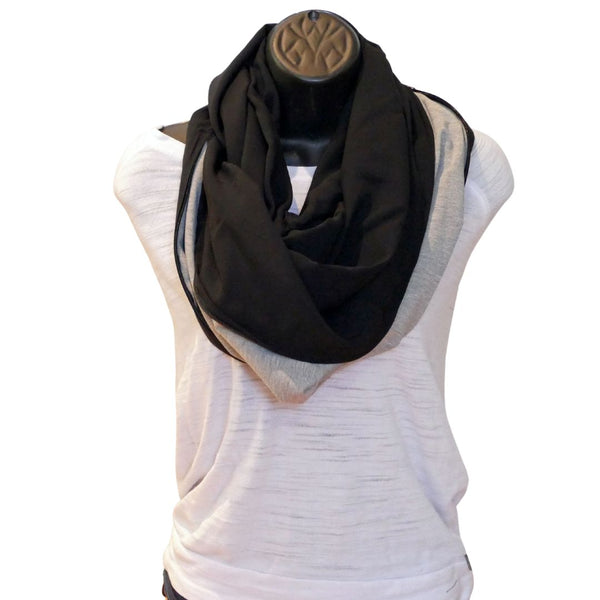 Plain black bamboo scarf