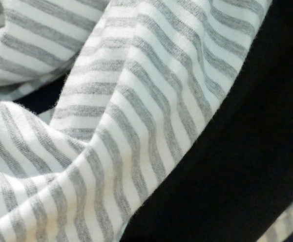 Infinity scarf in white and gray lined bamboo
