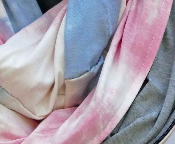 Pink and blue tie dye bamboo scarf