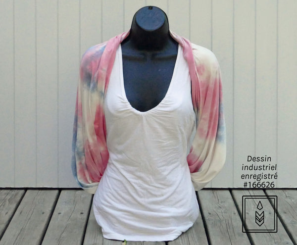Pink and blue tie dye bamboo scarf