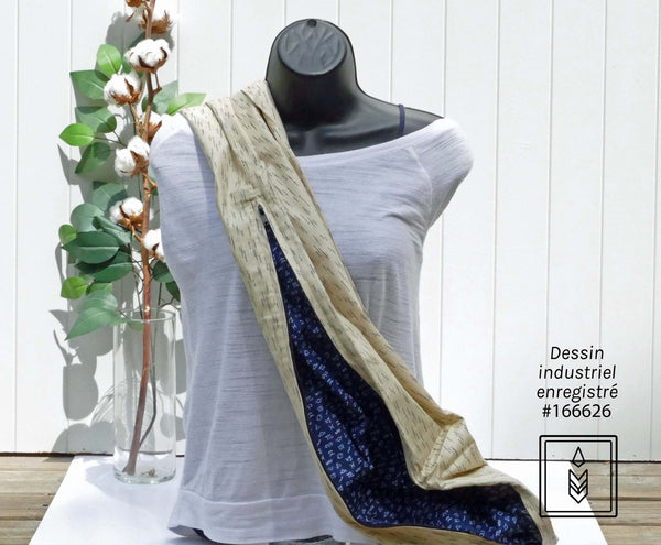 Beige infinity scarf with arrows patterns