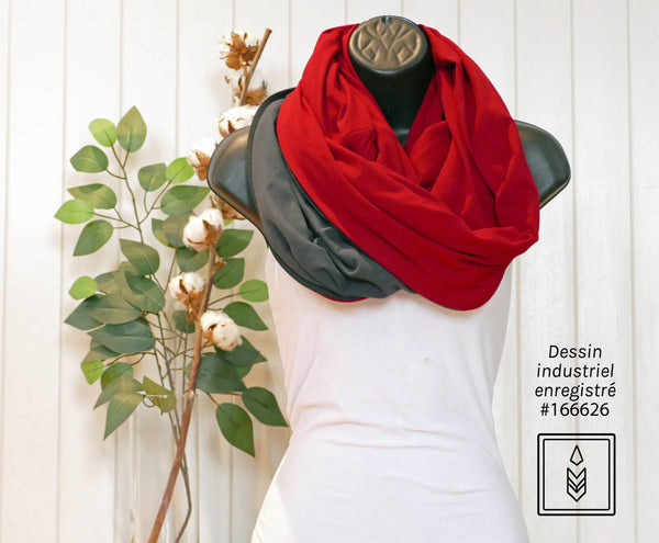 Red organic cotton scarf for men