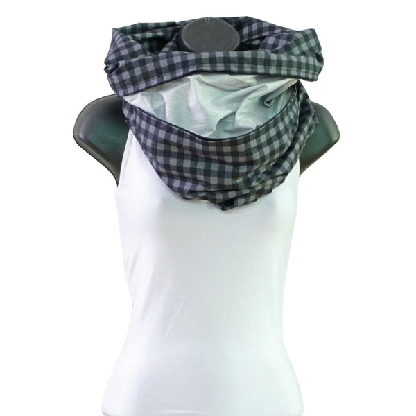 Gray and black plaid scarf