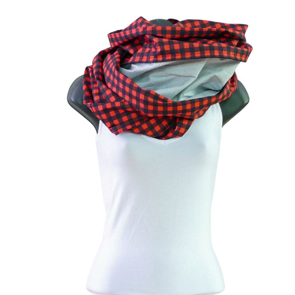 Red and black plaid scarf for men