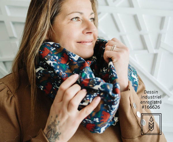 Winter flannel scarf with animal patterns for women