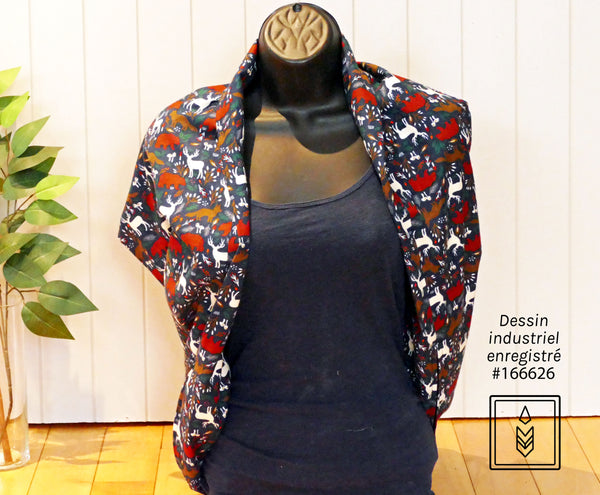 Winter flannel scarf with animal patterns for women
