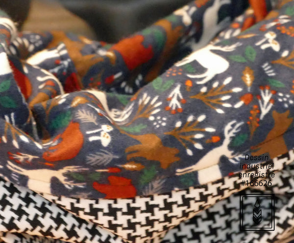 Winter flannel scarf with animal patterns for women