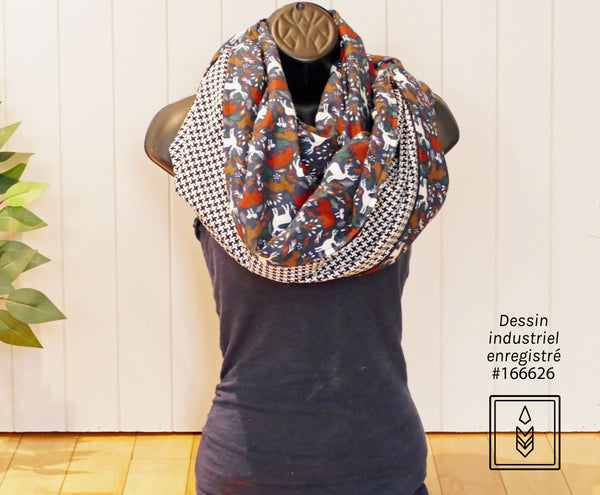 Winter flannel scarf with animal patterns for women