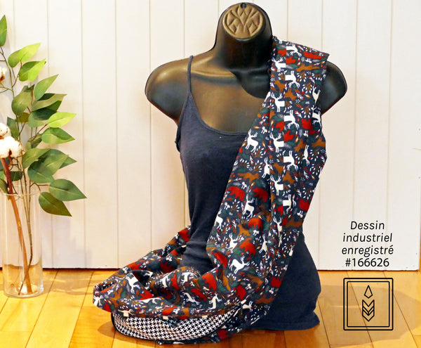 Winter flannel scarf with animal patterns for women