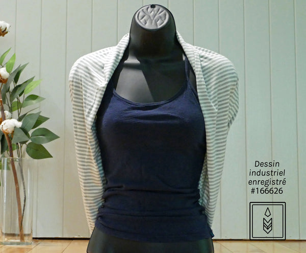 Infinity scarf in white and gray lined bamboo