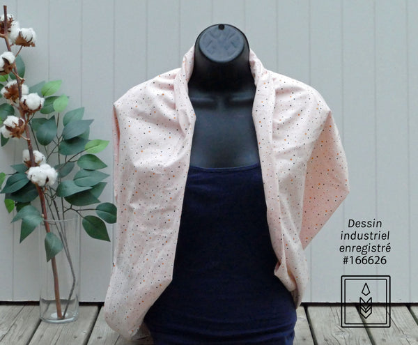 Salmon scarf with polka dot pattern