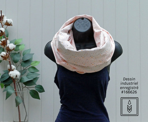 Salmon scarf with polka dot pattern