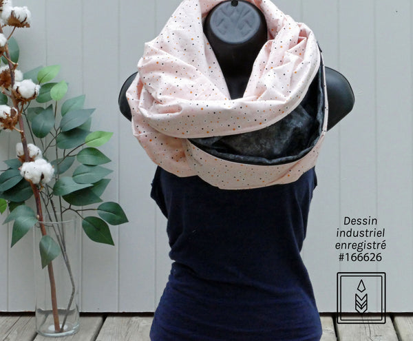 Salmon scarf with polka dot pattern