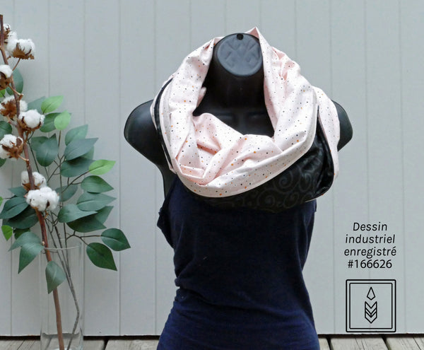 Salmon scarf with polka dot pattern
