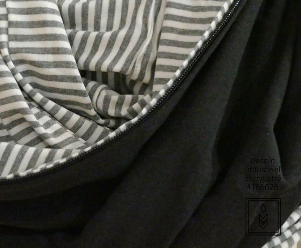 Infinity scarf in white and gray lined bamboo