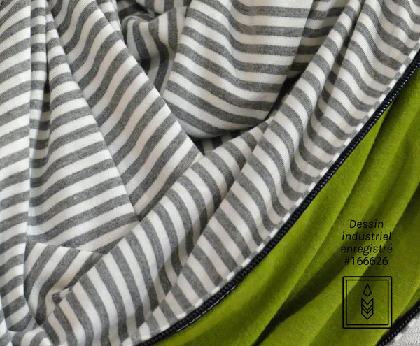 Infinity scarf in white and gray lined bamboo