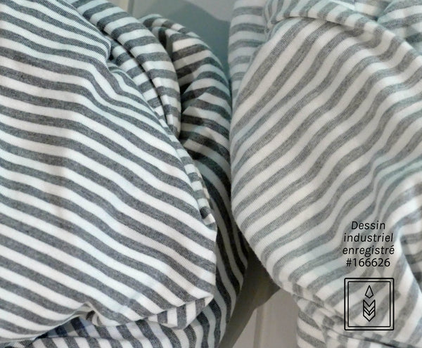 Infinity scarf in white and gray lined bamboo