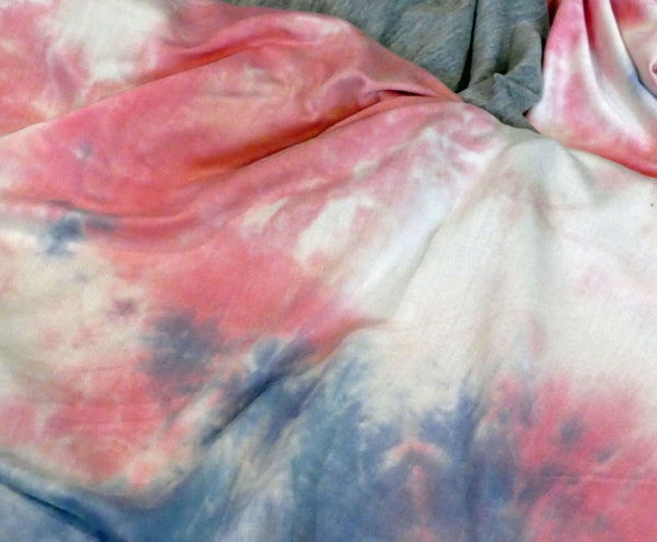 Pink and blue tie dye bamboo scarf