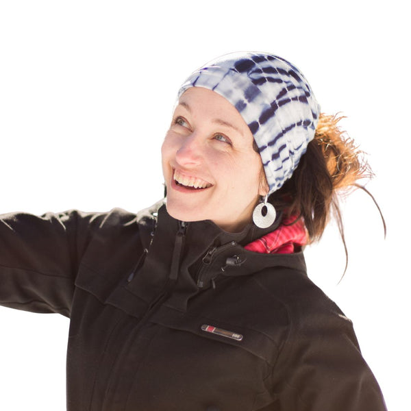 Tuque avec trou en bambou bleue et blanche