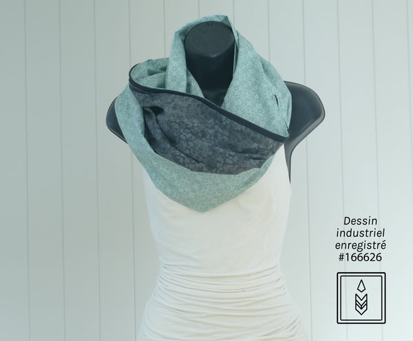 Gray-blue scarf with rosette patterns