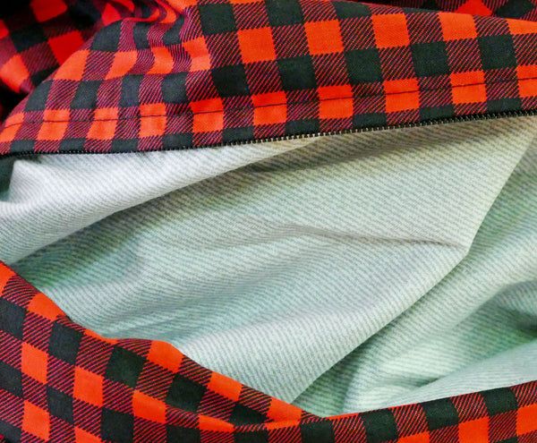 Red and black plaid scarf for men