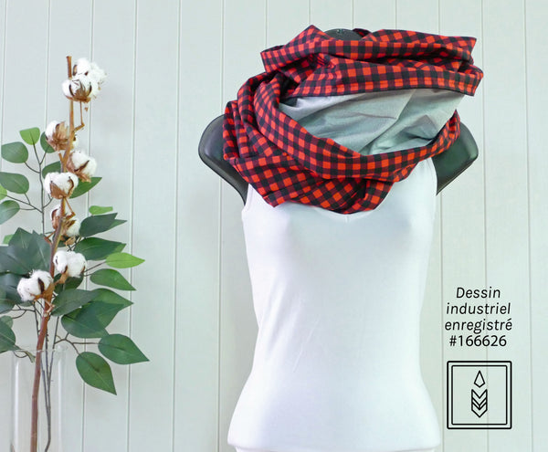 Red and black plaid scarf for men