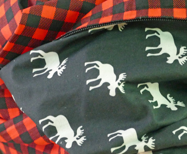 Red and black plaid scarf for men