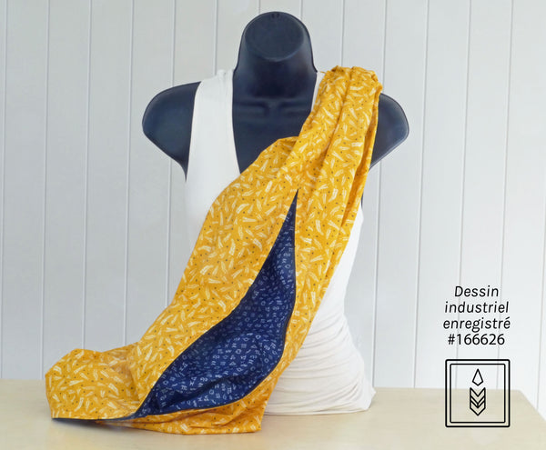 Yellow scarf with fern pattern