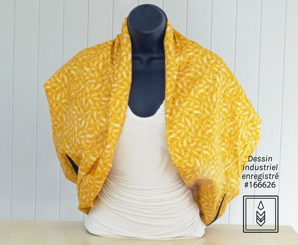 Yellow scarf with fern pattern