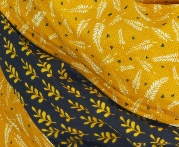 Yellow scarf with fern pattern