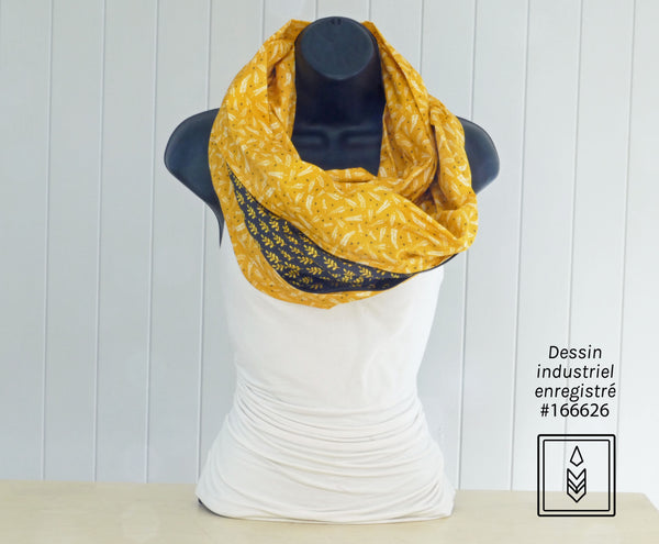 Yellow scarf with fern pattern