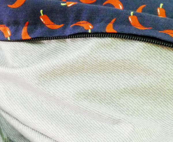 Dark blue scarf with hot pepper patterns