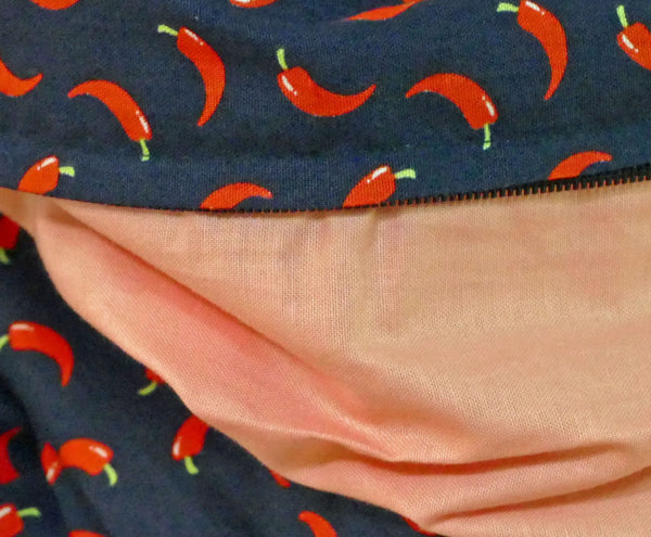 Dark blue scarf with hot pepper patterns