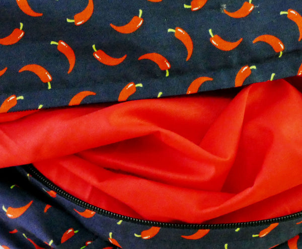 Dark blue scarf with hot pepper patterns