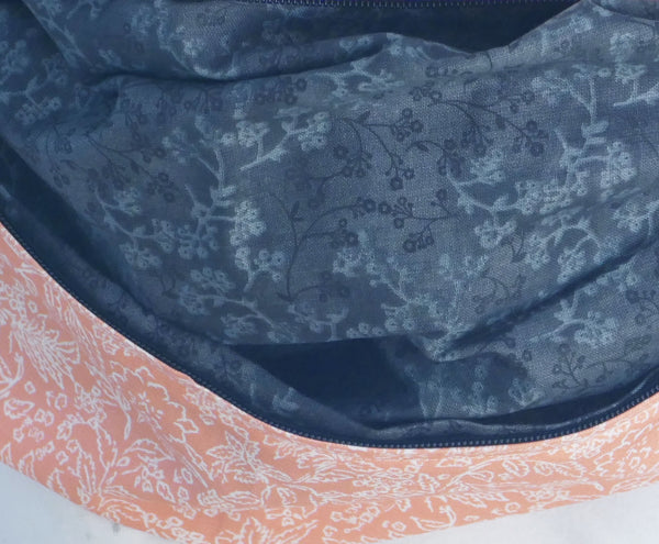 Pink infinity scarf with leaf patterns