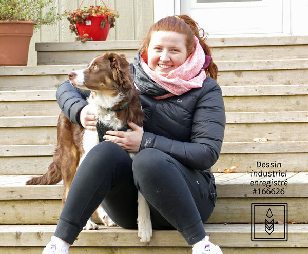 Pink infinity scarf with leaf patterns