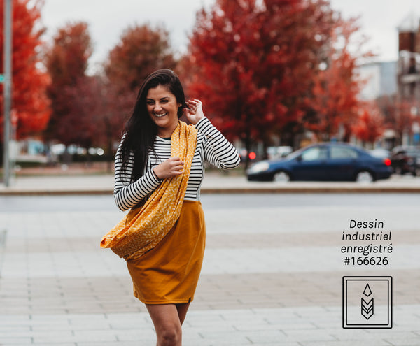 Yellow scarf with fern pattern