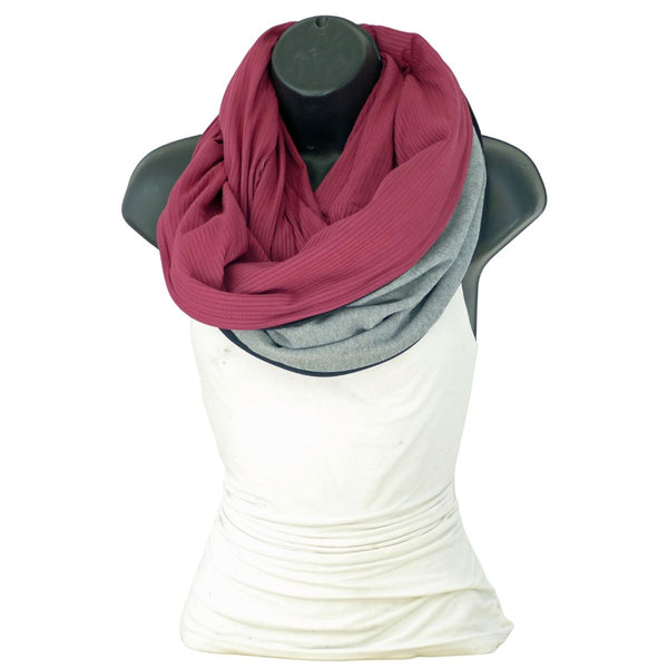 Foulard infini en bambou côtelé rouge framboise