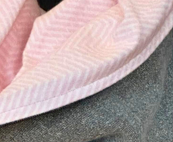 Winter flannel scarf with pink and white chevron pattern