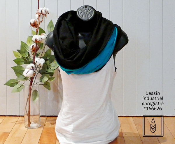 Foulard infini en coton biologique noir uni pour femme