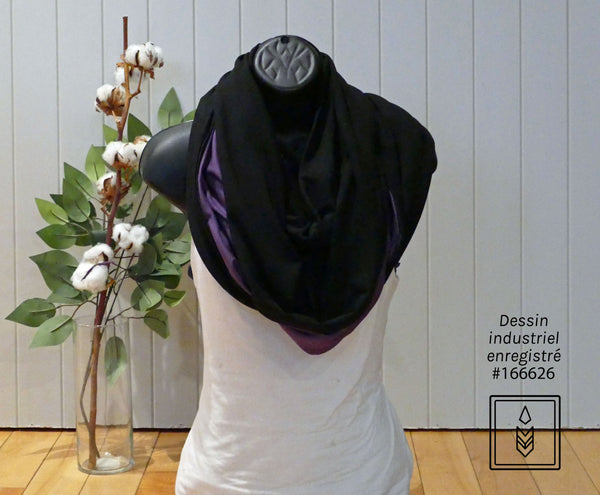 Foulard infini en coton biologique noir uni pour femme