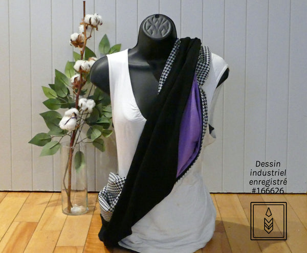 Foulard moitié noir moitié pied de poule