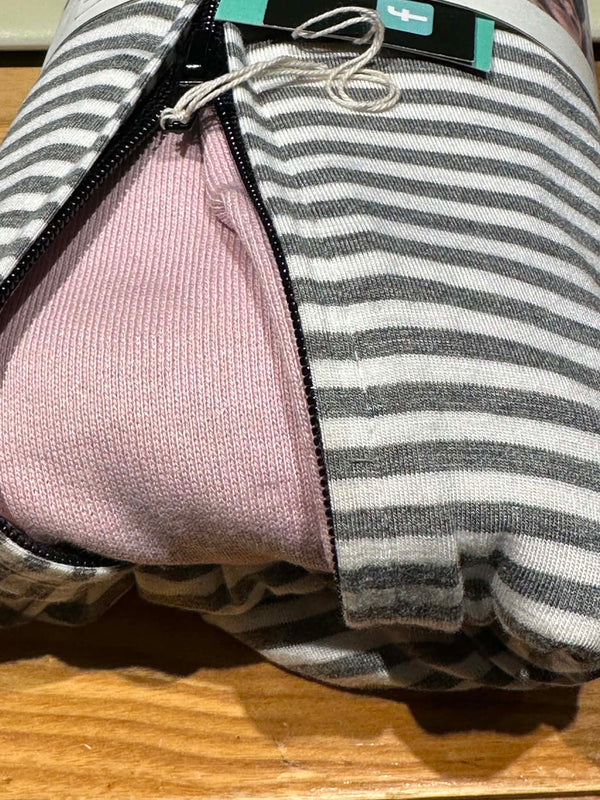 Foulard infini en bambou ligné blanc et gris