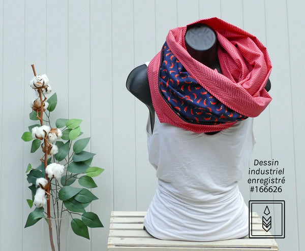 Foulard multifonction 5-en-1 chevron rose – élégance décontractée et liberté au quotidien