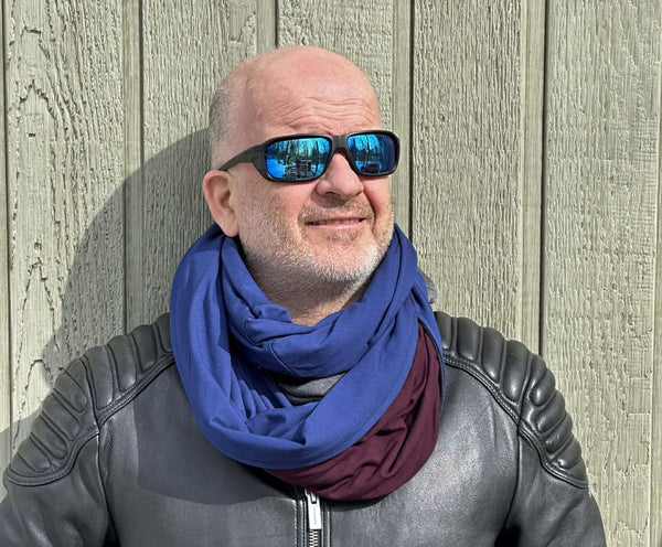 Foulard infini en bambou bleu foncé pour homme