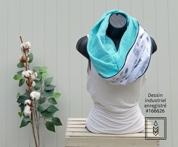 Blue muslin infinity scarf – lightweight, flowing and perfect for summer on the go